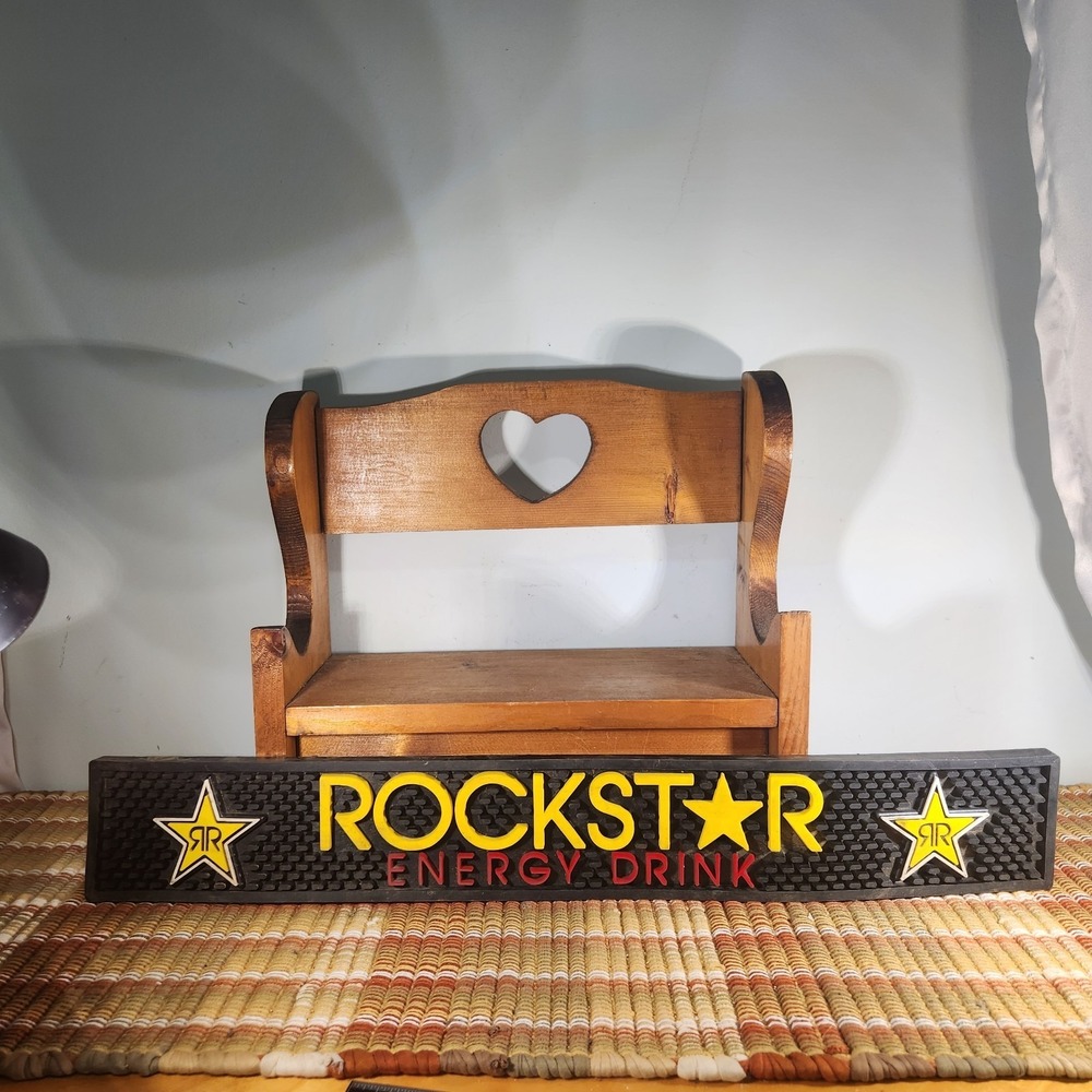 Rockstar Energy Heavy Rubber Bar Drip Mat 23.5" X 3.5" Black & Yellow